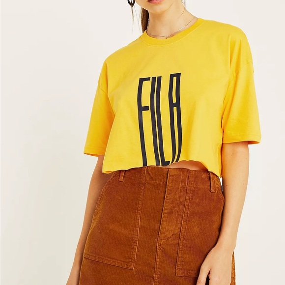 🌟FREE🌟FILA Domenica Crop Top Logo Short Sleeve T-Shirt Red White Cotton Tee - Picture 4 of 7